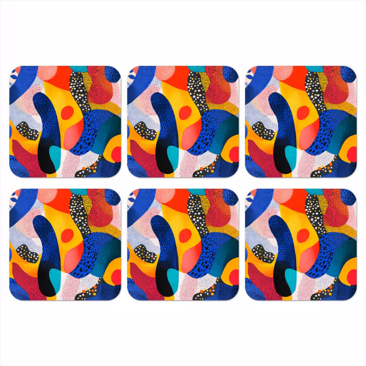 Onderzetter - Vormen - Abstract - Stippels - Blauw — 1