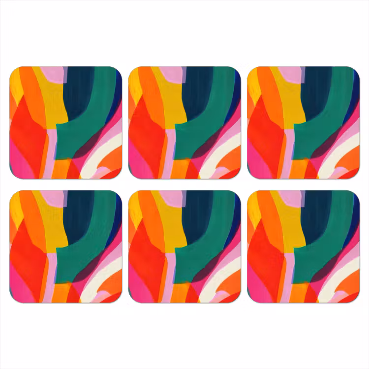 Onderzetter - Vormen - Golvend - Abstract - Felroze — 1