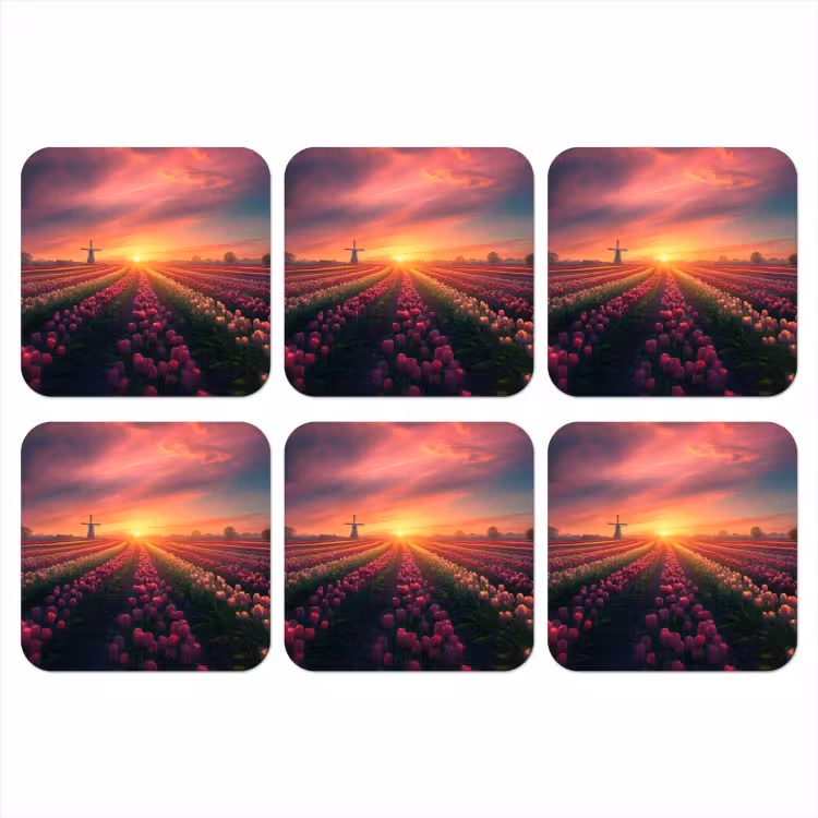 Onderzetter​ - Windmolen - Zonsondergang - Landschap — 1