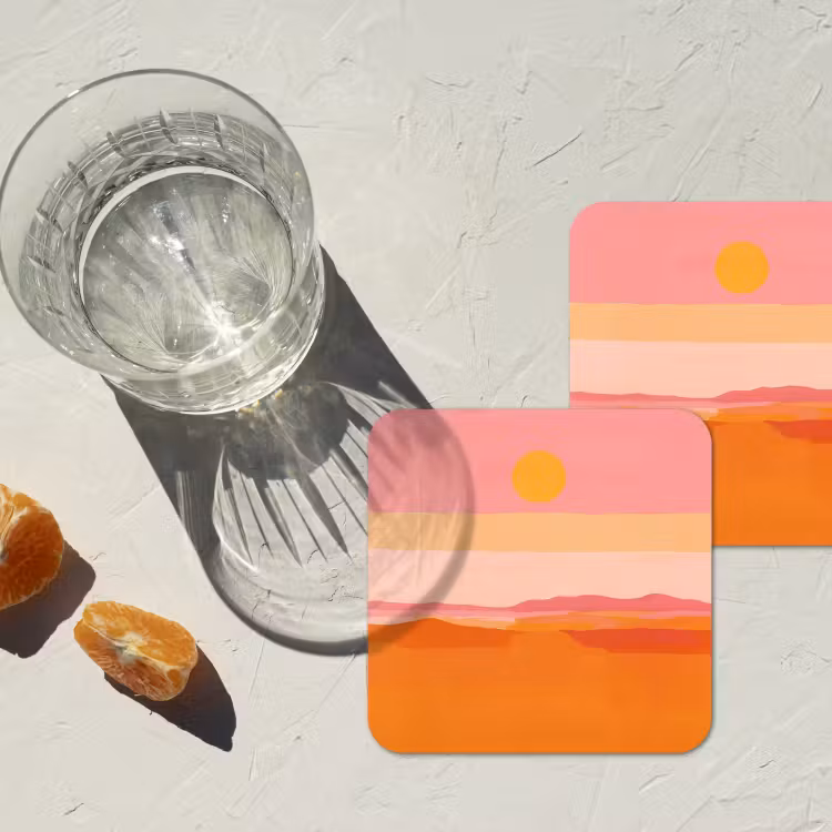 Onderzetter​ - Zon - Abstract - Landschap - Oranje — 3