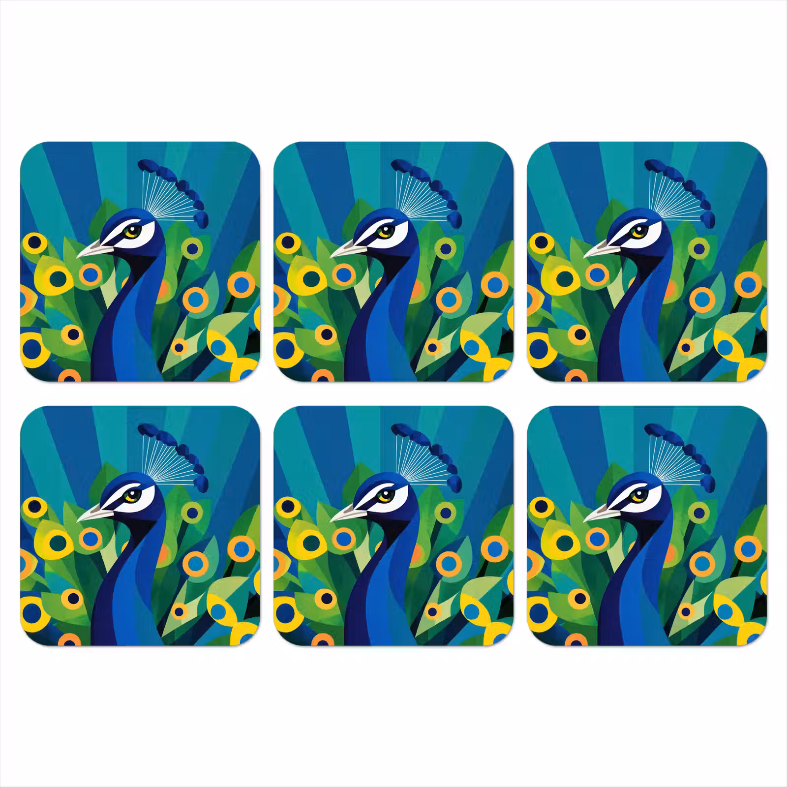 Onderzetter - Pauw - Cirkels - Blauw — 1