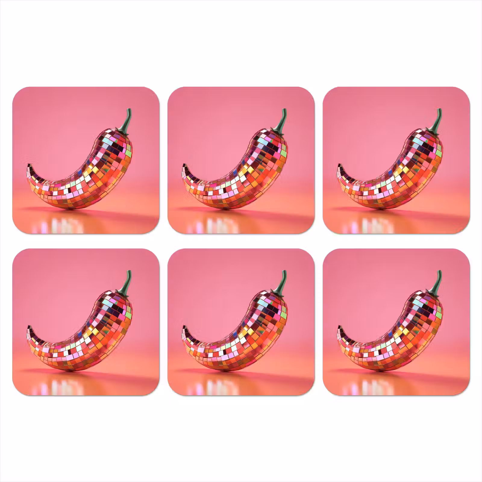 Onderzetter - Peper - Disco - Rood - Glitter — 1