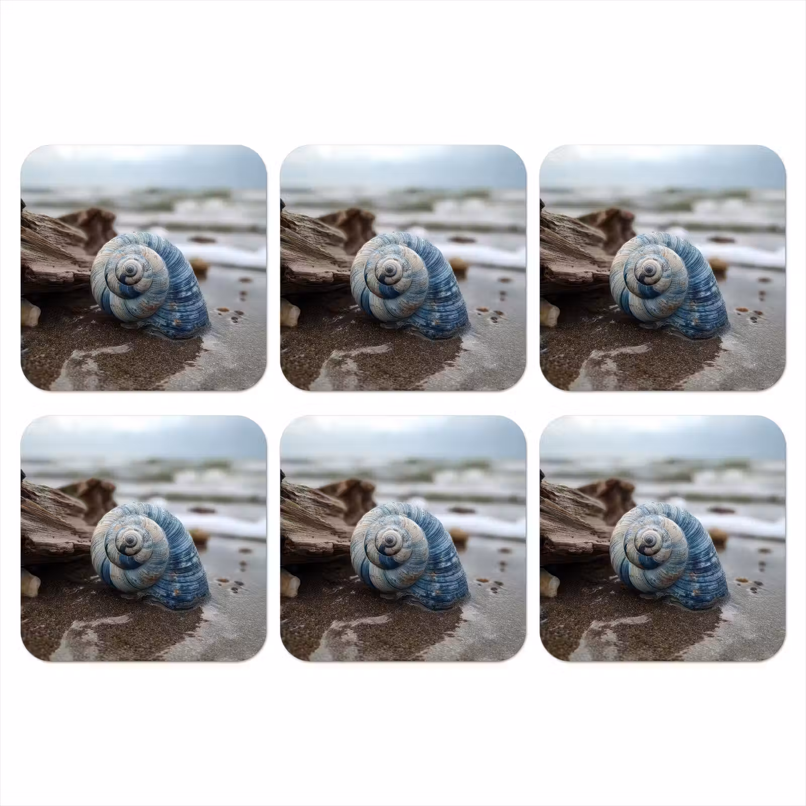 Onderzetter - Schelp - Strand - Blauw - Zee — 1