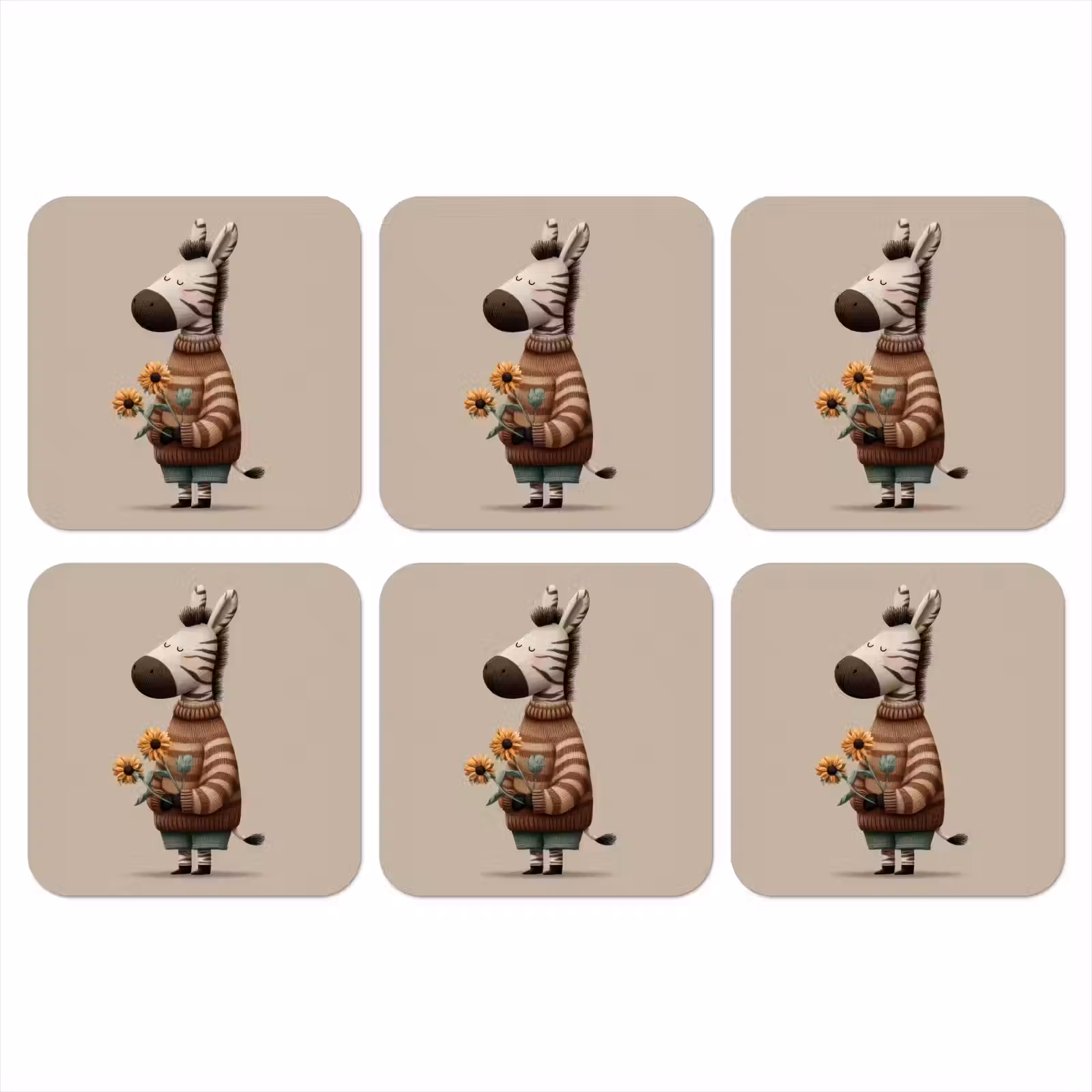 Onderzetter - Zebra - Zonnebloemen - Warm — 1