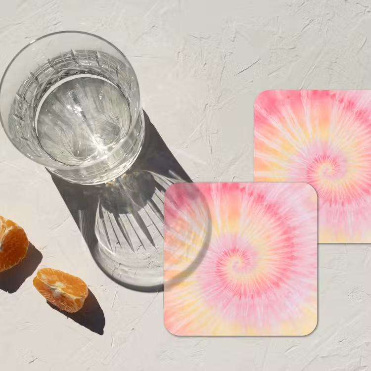 Onderzetter - Patroon - Tie Dye - Pasteltinten - Roze — 3