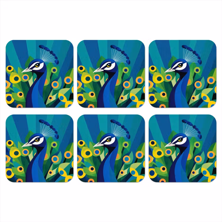 Onderzetter - Pauw - Cirkels - Blauw — 1