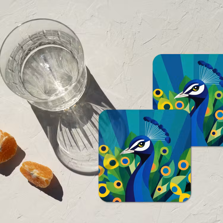 Onderzetter - Pauw - Cirkels - Blauw — 3