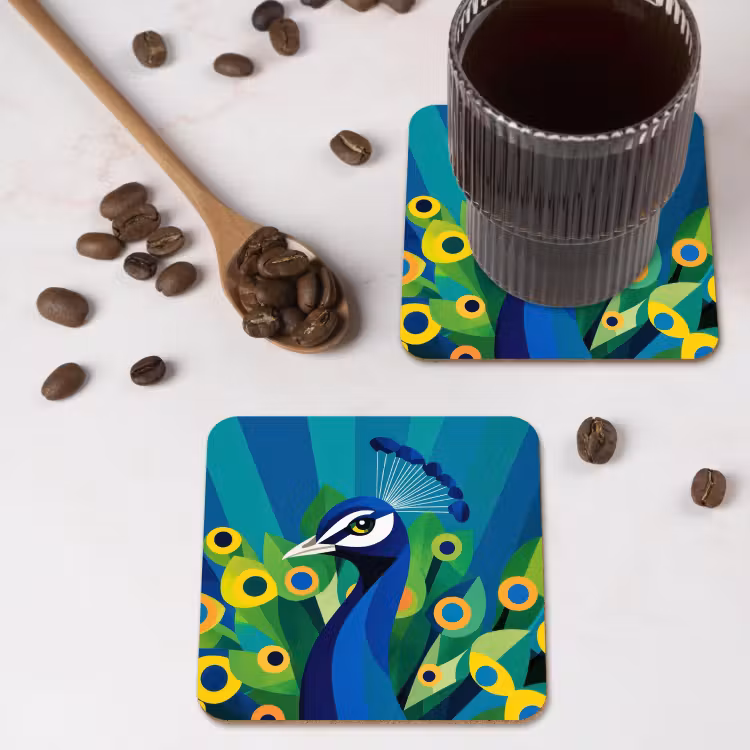 Onderzetter - Pauw - Cirkels - Blauw — 4