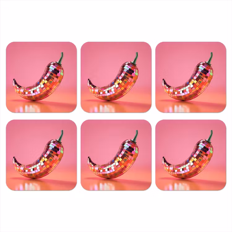 Onderzetter - Peper - Disco - Rood - Glitter — 1