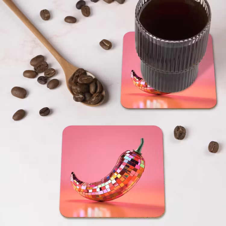Onderzetter - Peper - Disco - Rood - Glitter — 4