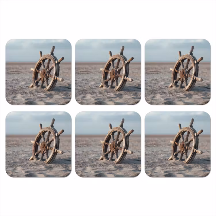 Onderzetter​ - Scheepsstuur - Hout - Bruin - Zand — 1