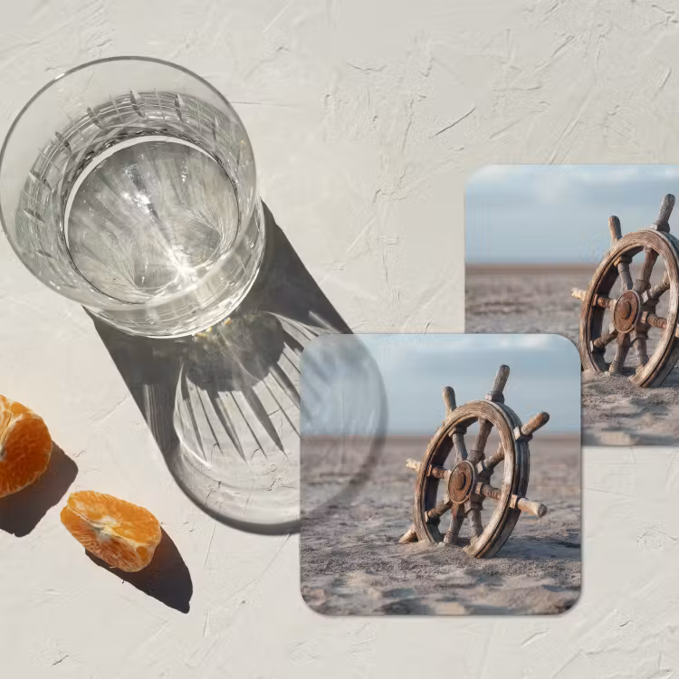 Onderzetter​ - Scheepsstuur - Hout - Bruin - Zand — 3
