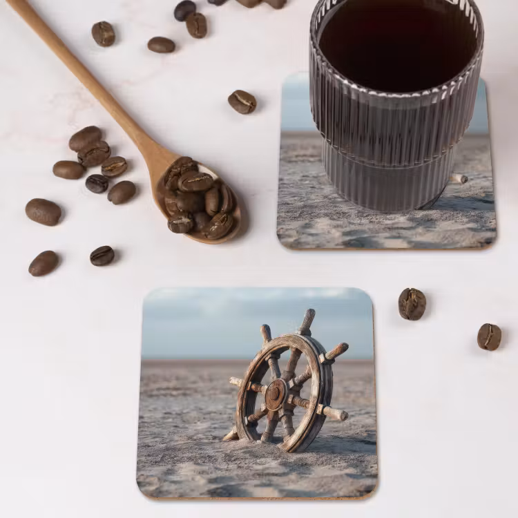 Onderzetter​ - Scheepsstuur - Hout - Bruin - Zand — 4