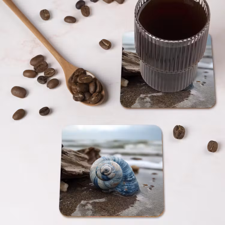 Onderzetter - Schelp - Strand - Blauw - Zee — 4