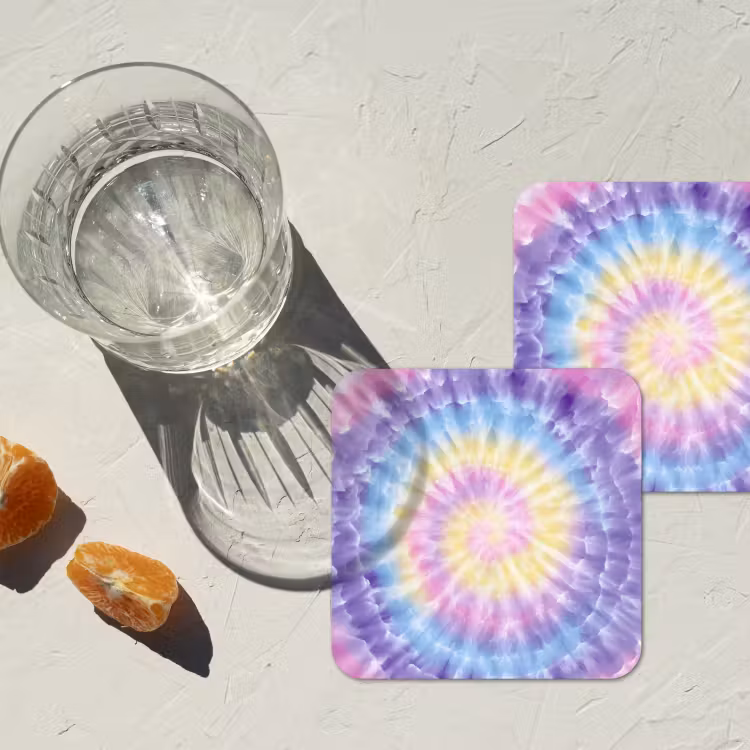 Onderzetter - Spiraal - Tie dye - Pasteltinten — 3