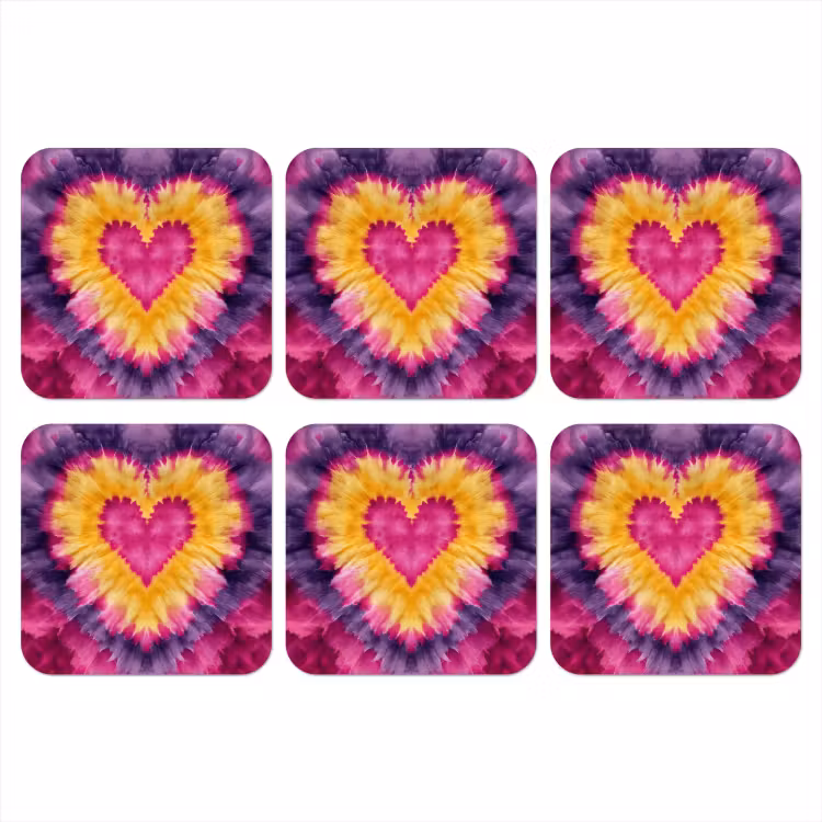 Onderzetter - Tie dye - Hartvorm - Vlammen - Oranje — 1
