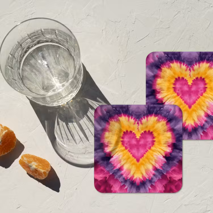Onderzetter - Tie dye - Hartvorm - Vlammen - Oranje — 3