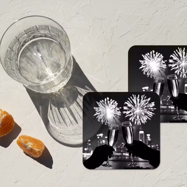 Onderzetter - Vuurwerk - Proosten - Skyline - Champagne — 3