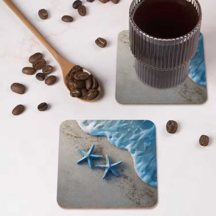Onderzetter - Zeesterren - Zand - Zee - Blauw — 4