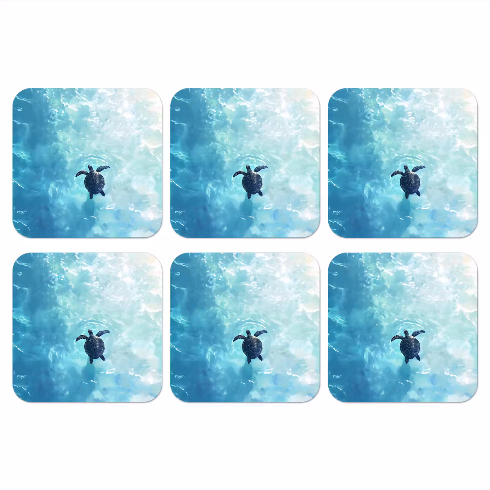 Onderzetter - Schildpad - Zee - Blauw - Schittering — 1