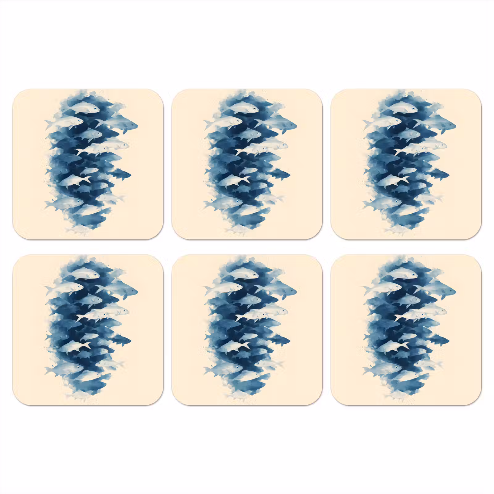 Onderzetter - Vissen - Minimalistisch - Blauw — 1