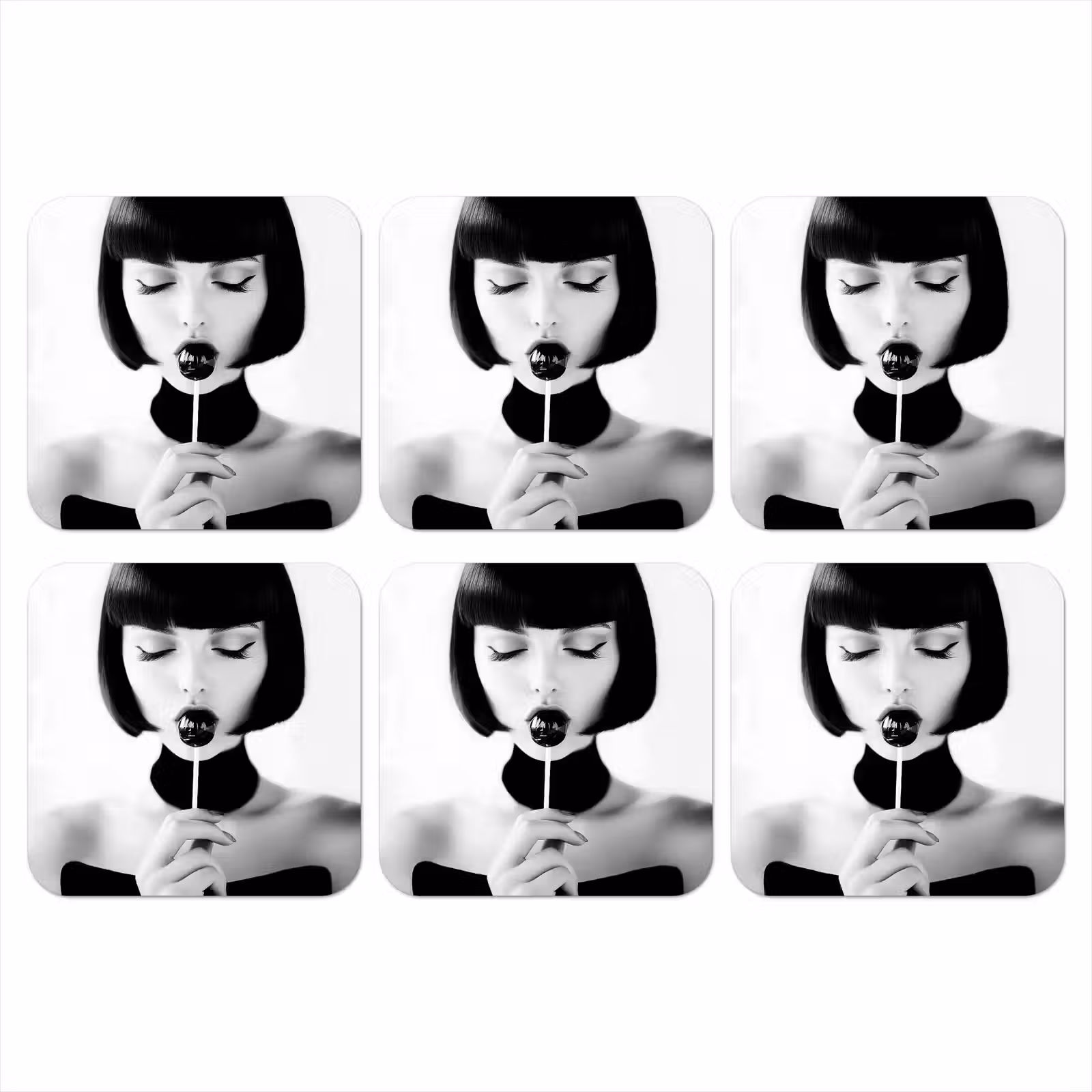 Onderzetter - Vrouw - Lolly - Zwart - Wit — 1
