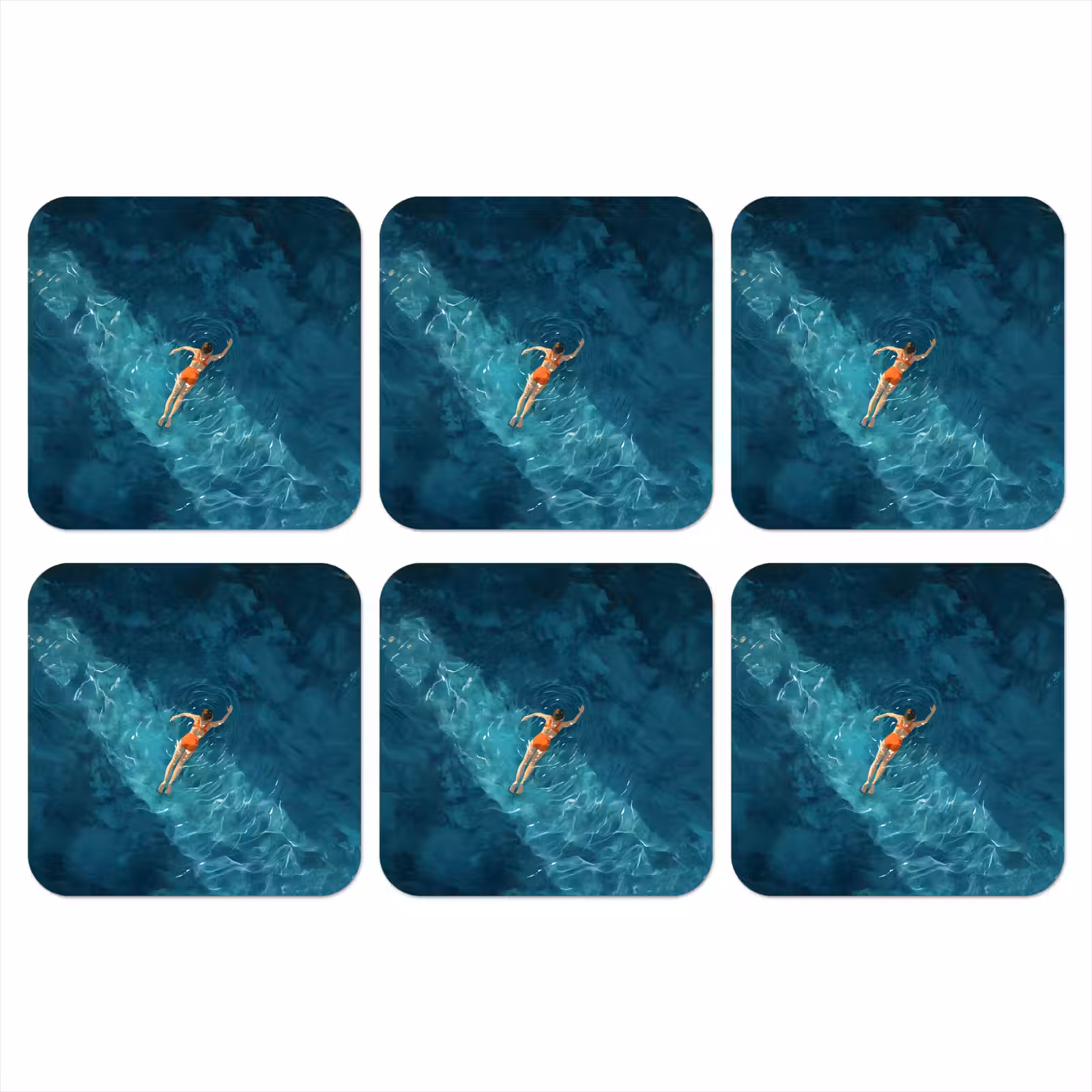Onderzetter - Vrouw - Water - Bikini - Oranje — 1