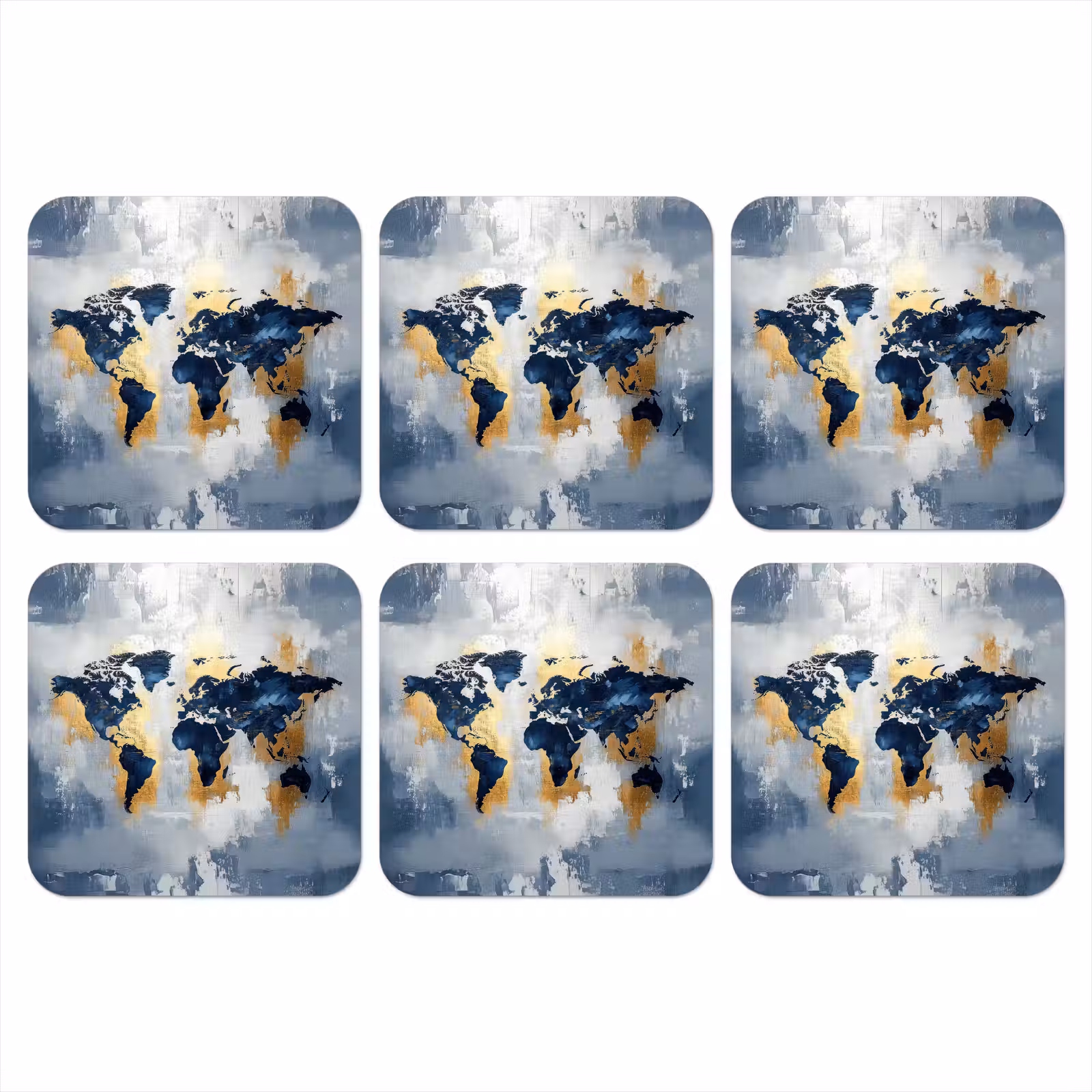 Onderzetter - Wereldkaart - Blauw - Abstract — 1