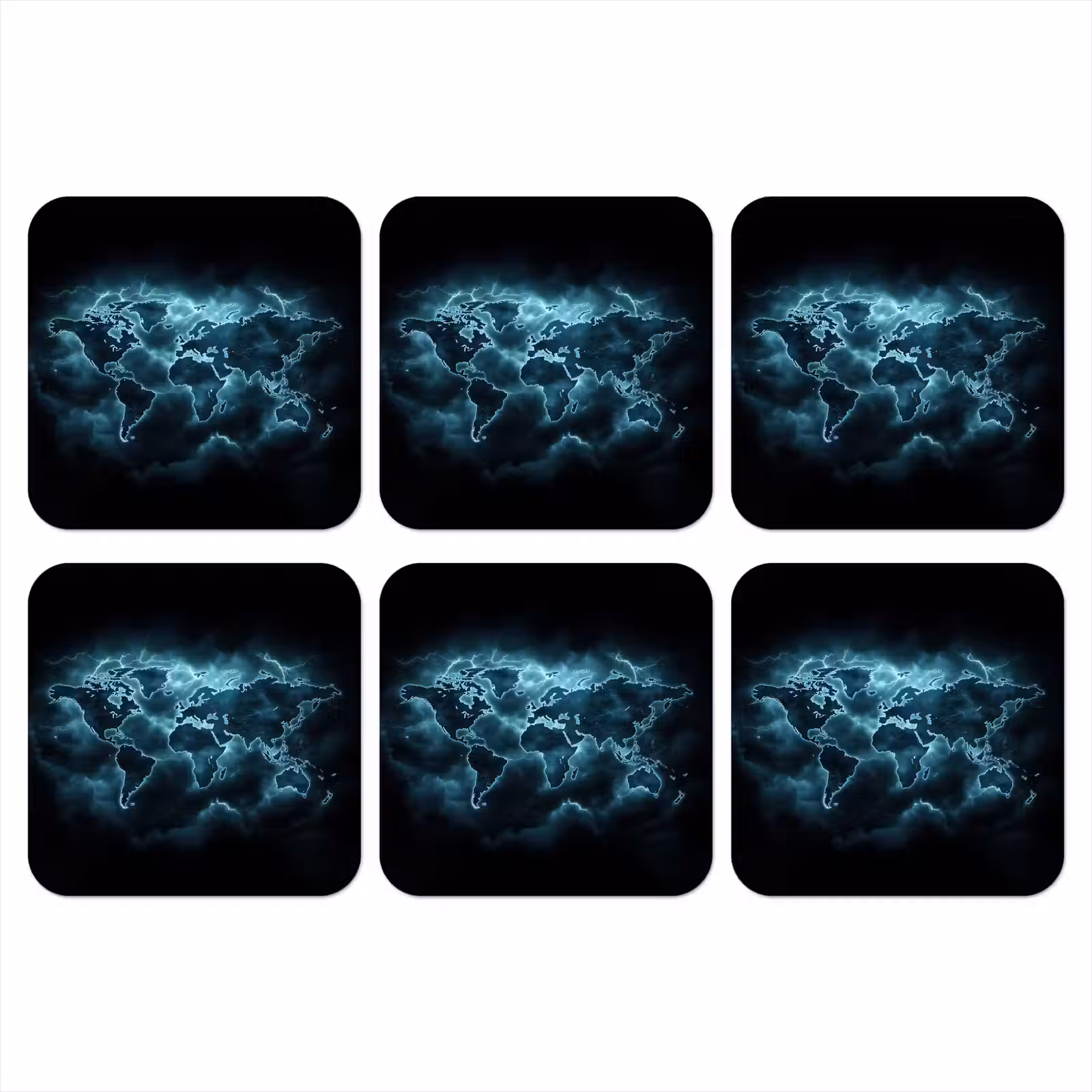 Onderzetter - Wereldkaart - Bliksem - Blauw — 1