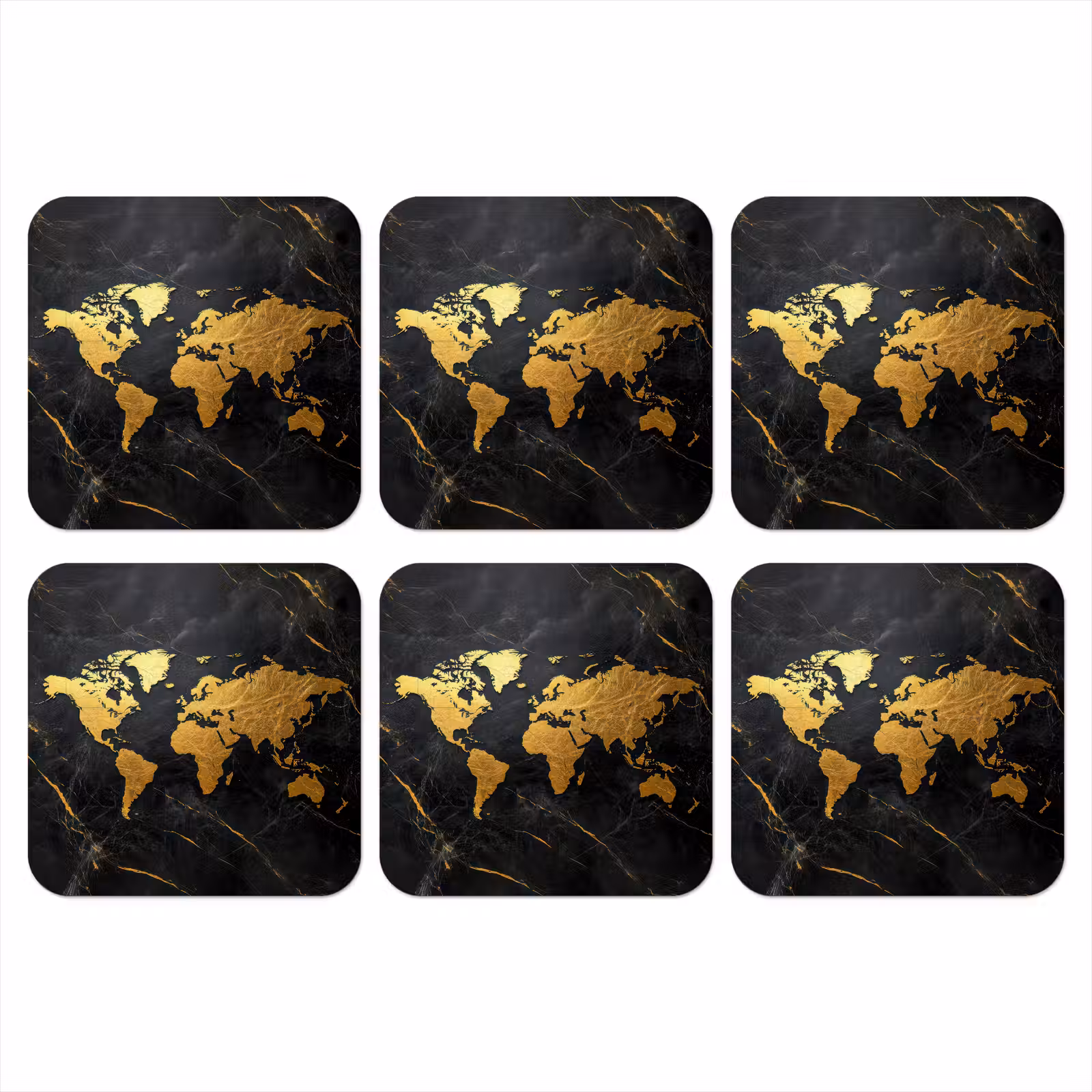 Onderzetter - Wereldkaart - Goud - Marmer — 1