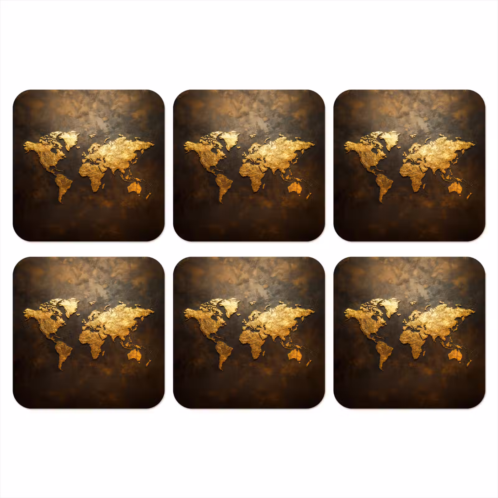 Onderzetter - Wereldkaart - Goud - Roest — 1