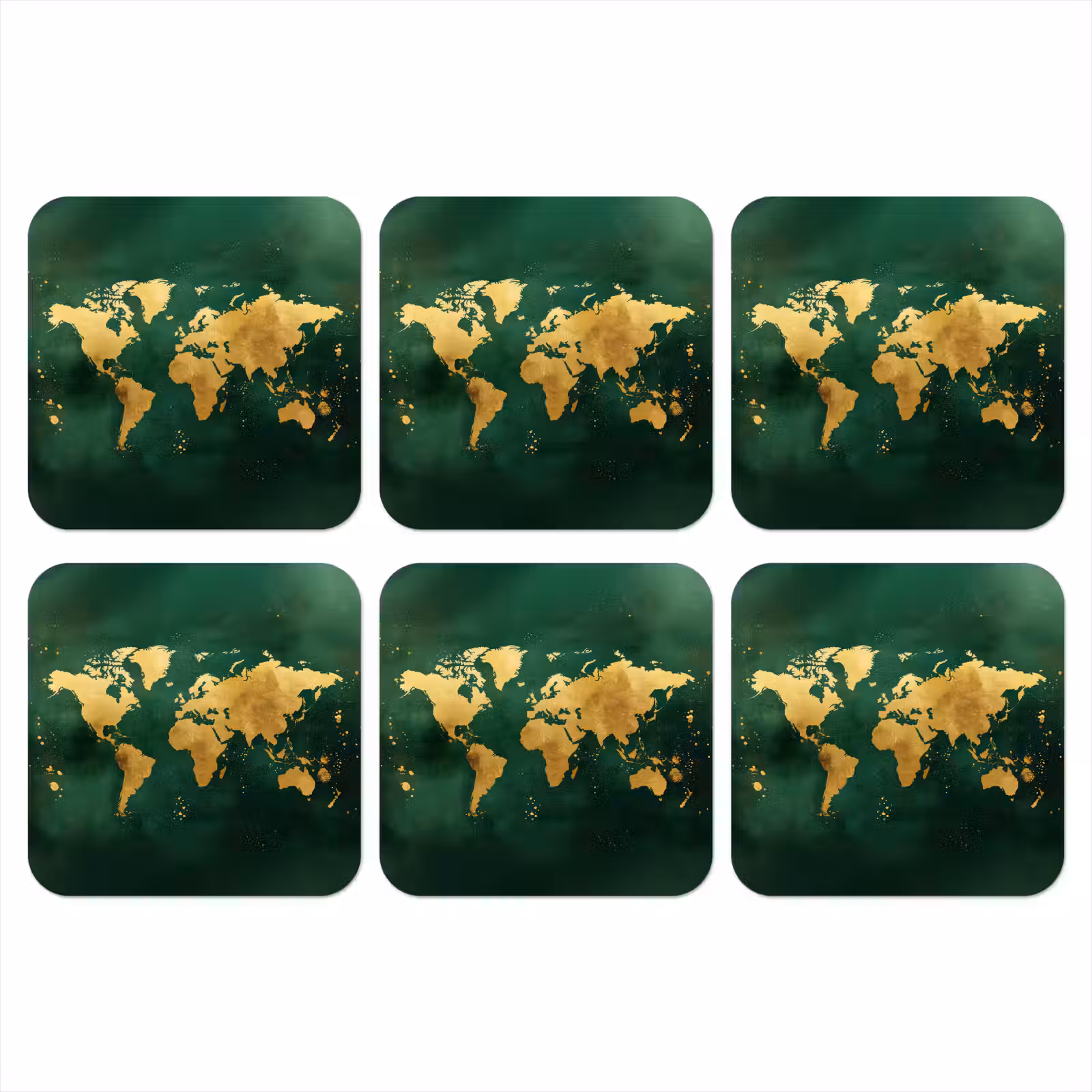 Onderzetter - Wereldkaart - Groen - Goud — 1