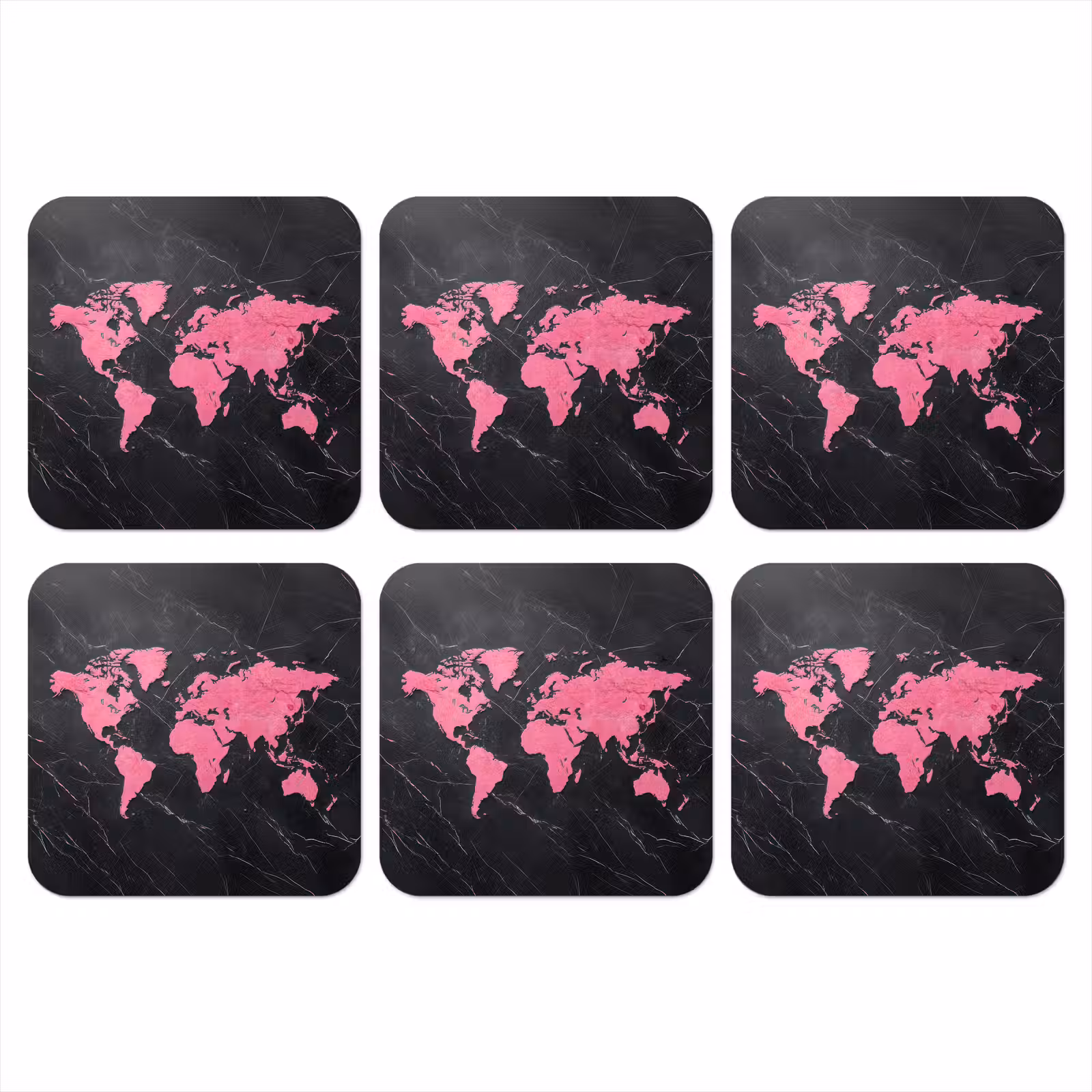 Onderzetter - Wereldkaart - Roze - Marmer — 1