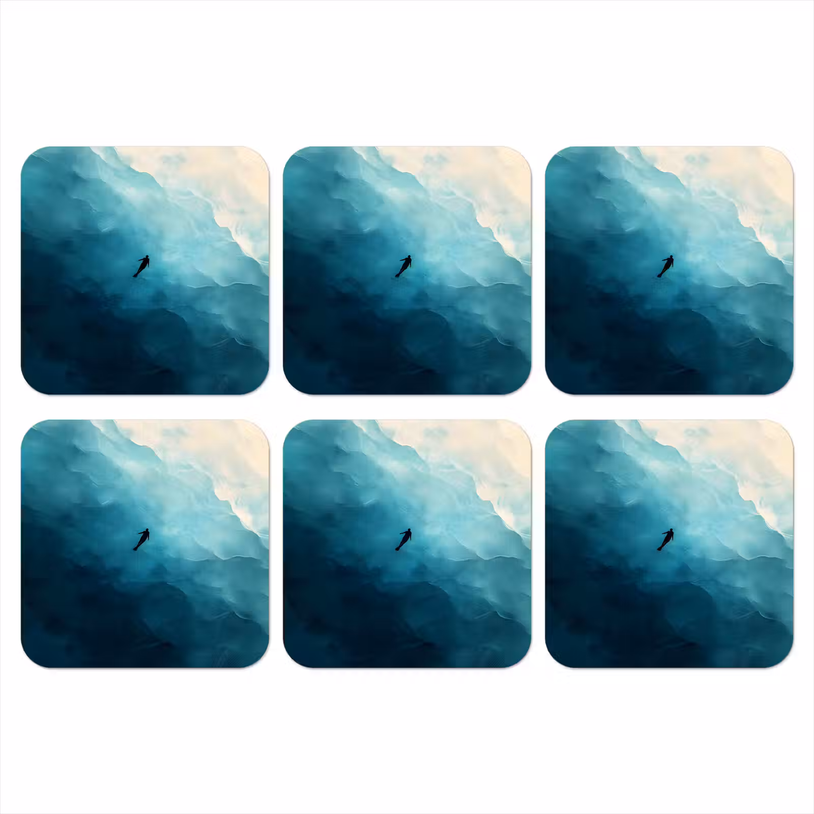 Onderzetter - Zee - Silhouet - Abstract - Blauw — 1