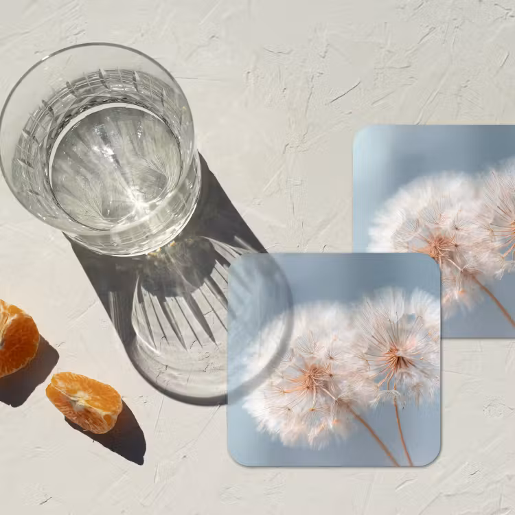 Onderzetter - Paardenbloemen - Pluisjes - Wit — 3