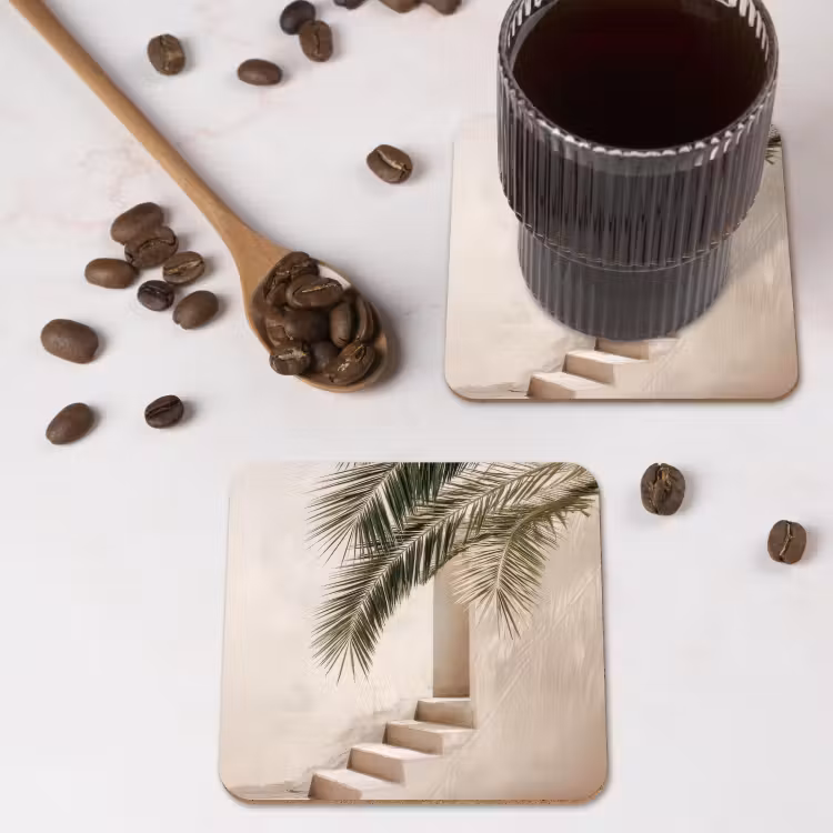 Onderzetter - Palmboom - Schaduw - Trap - Beige — 4