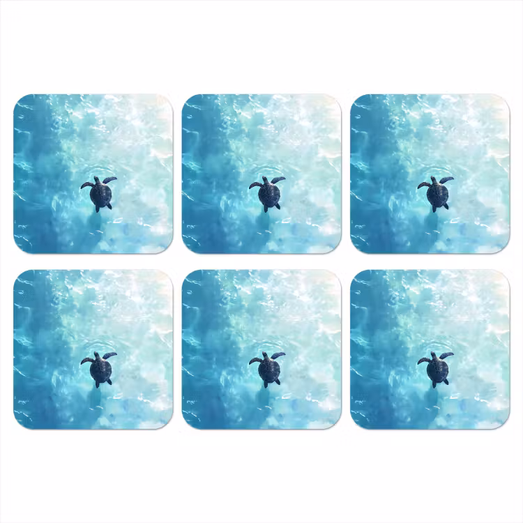 Onderzetter - Schildpad - Zee - Blauw - Schittering — 1