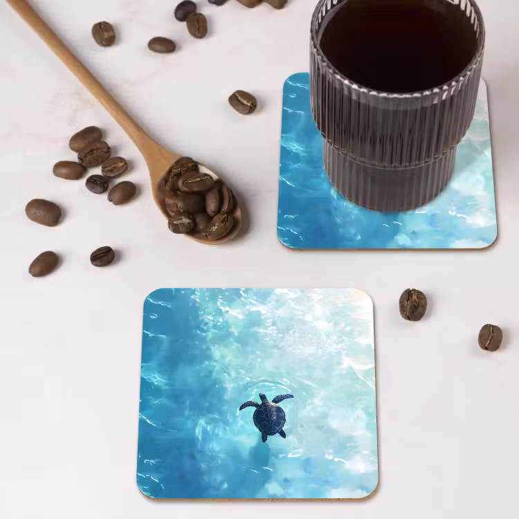 Onderzetter - Schildpad - Zee - Blauw - Schittering — 4