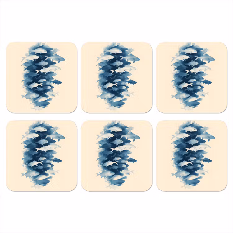 Onderzetter - Vissen - Minimalistisch - Blauw — 1