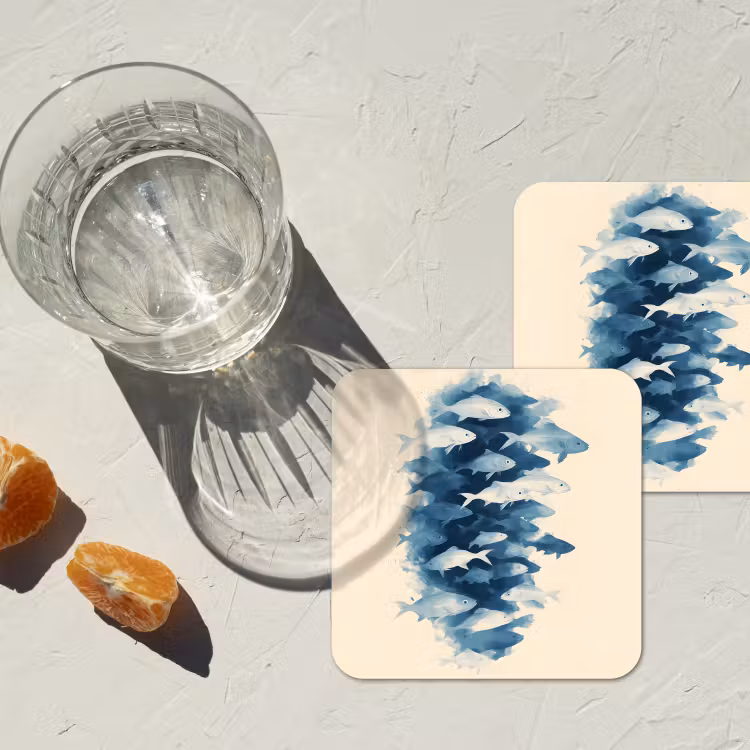 Onderzetter - Vissen - Minimalistisch - Blauw — 3