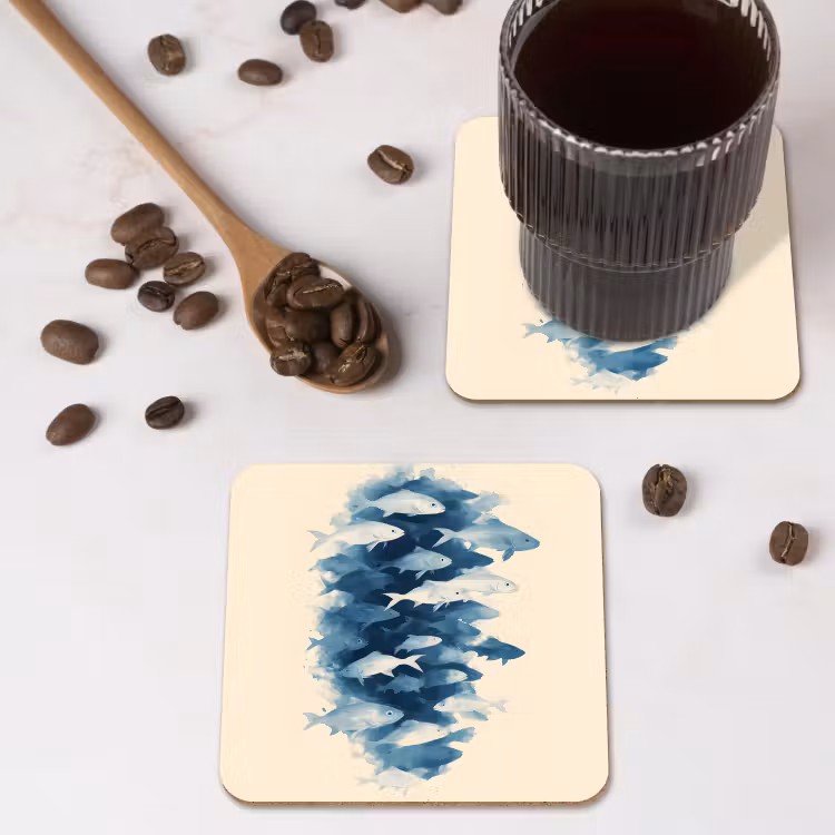 Onderzetter - Vissen - Minimalistisch - Blauw — 4