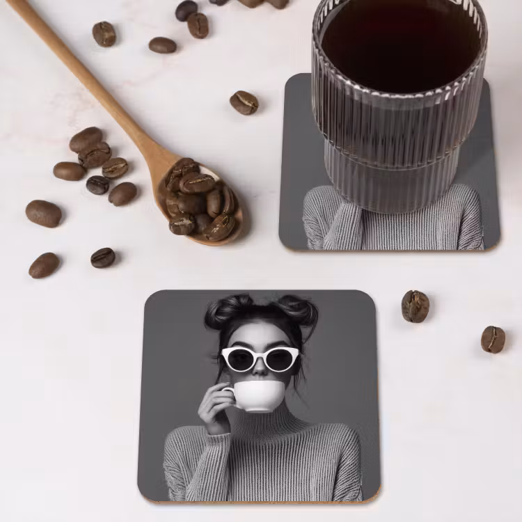Onderzetter - Vrouw - Koffie - Zwart - Wit — 4