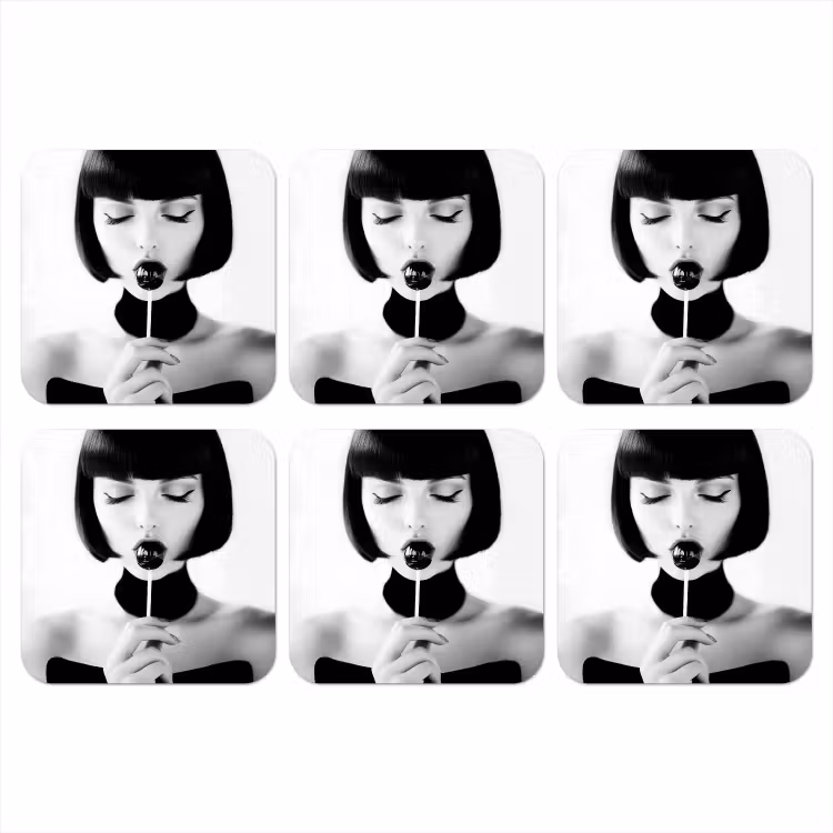 Onderzetter - Vrouw - Lolly - Zwart - Wit — 1