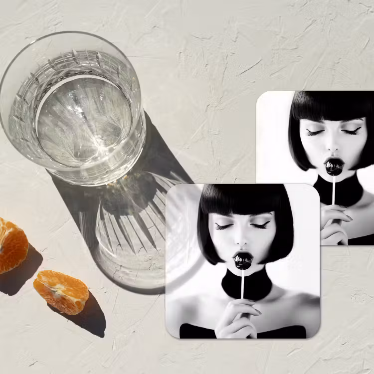 Onderzetter - Vrouw - Lolly - Zwart - Wit — 3