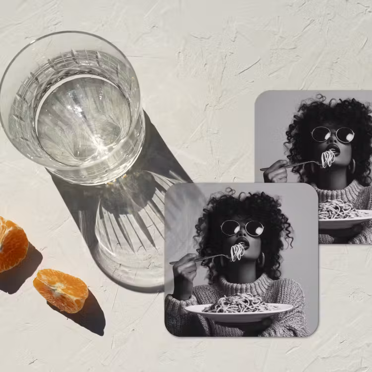 Onderzetter​ - Vrouw - Pasta - Zwart - Wit — 3