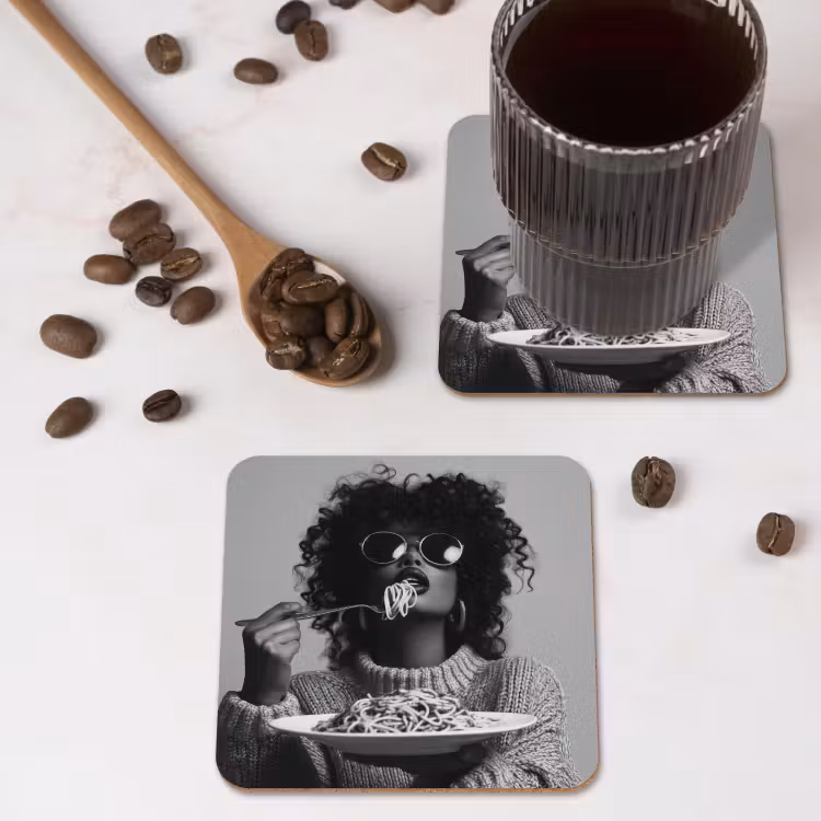 Onderzetter​ - Vrouw - Pasta - Zwart - Wit — 4
