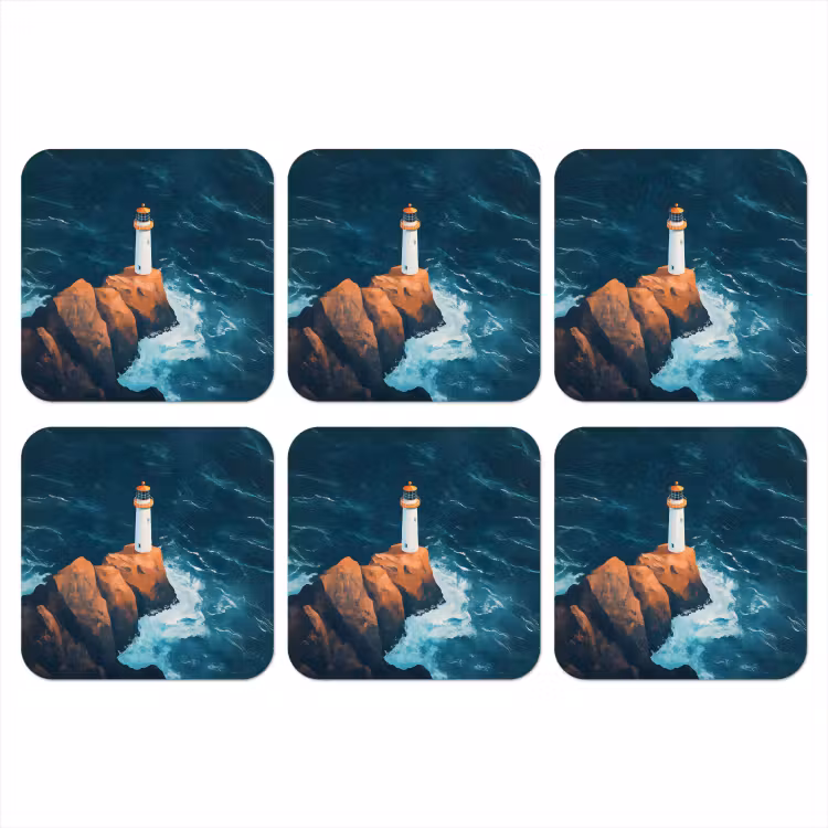 Onderzetter - Vuurtoren - Rots - Zee - Golven — 1
