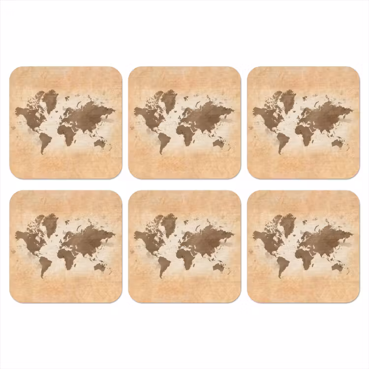 Onderzetter - Wereldkaart - Beige - Bruin — 1