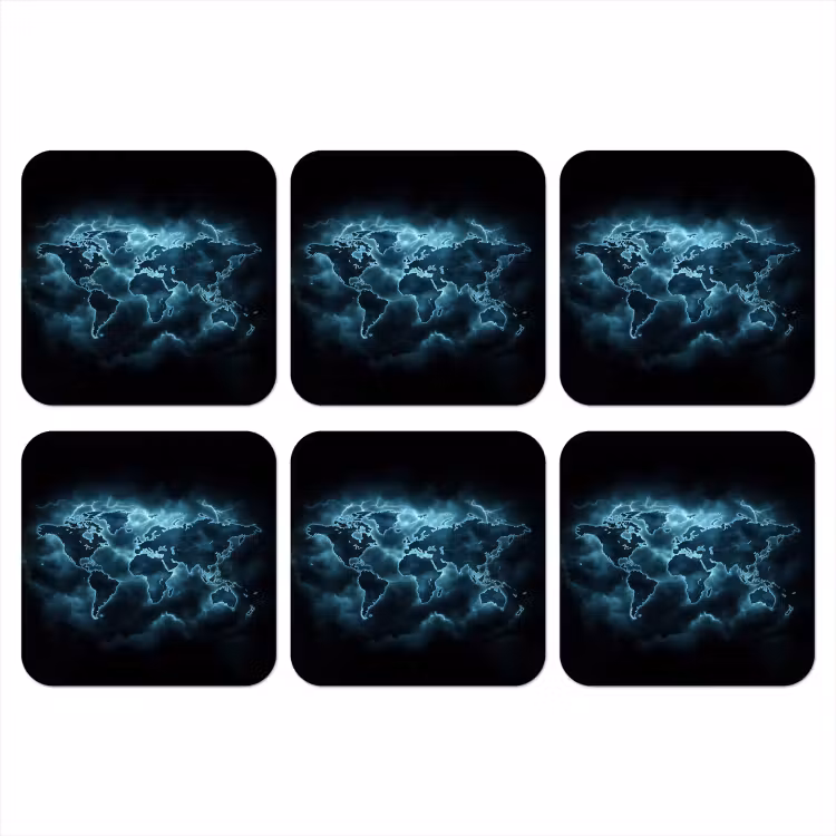 Onderzetter - Wereldkaart - Bliksem - Blauw — 1