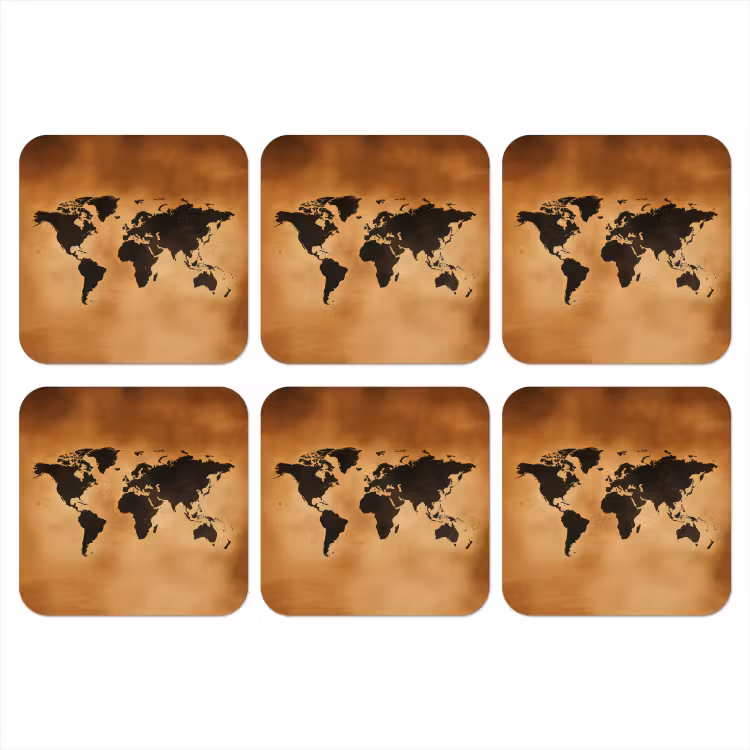 Onderzetter - Wereldkaart - Bruin - Kaart — 1